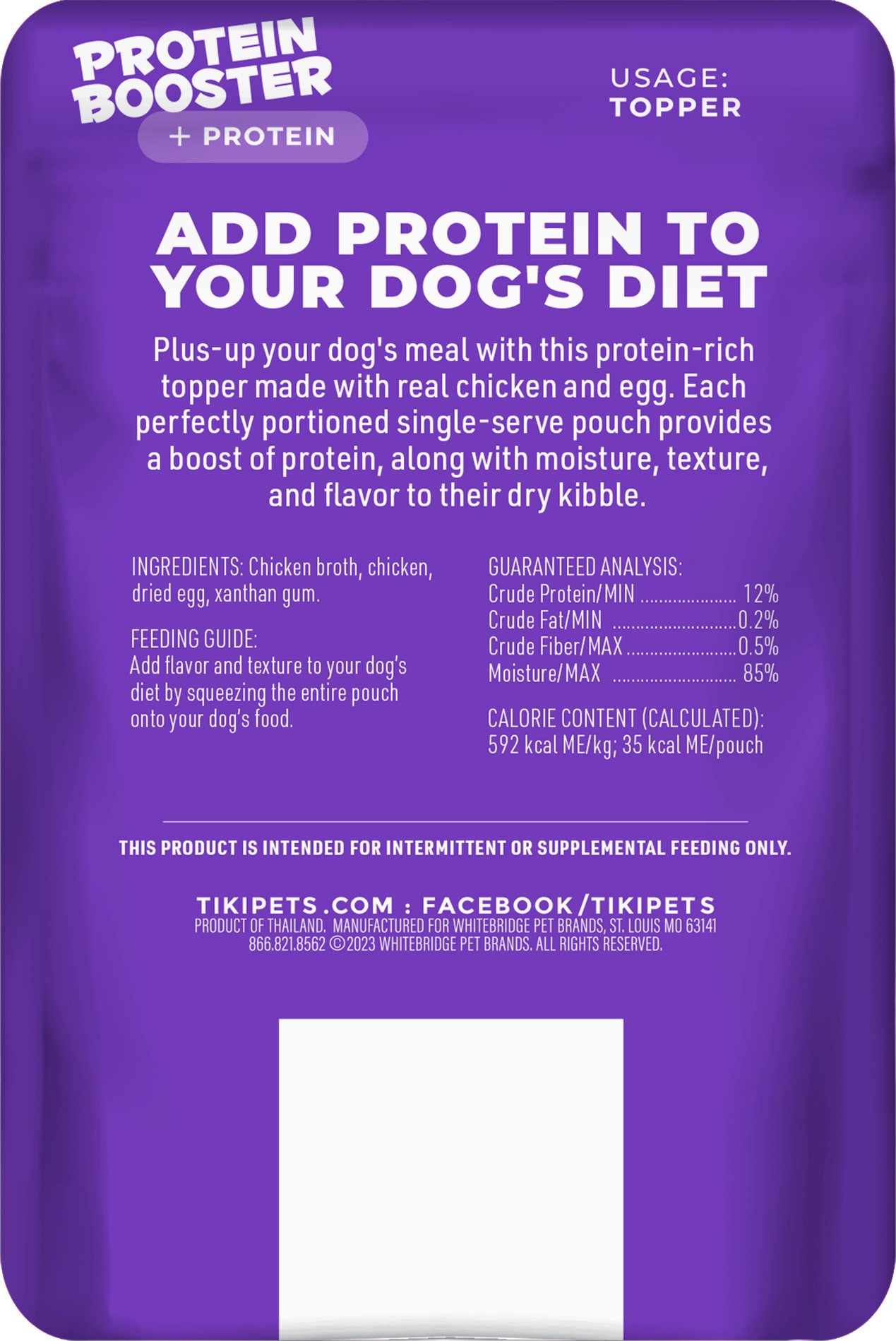 slide 5 of 7, Tiki Dog Born Carnivore Protein Booster Chicken and Egg Recipe in Broth Dog Food Topper, 2.1 oz., 1 ct