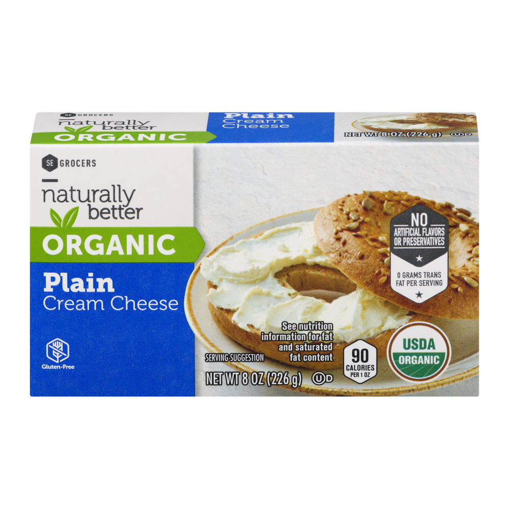 slide 1 of 1, SE Grocers Naturally Better Organic Cream Cheese Plain, 8 oz