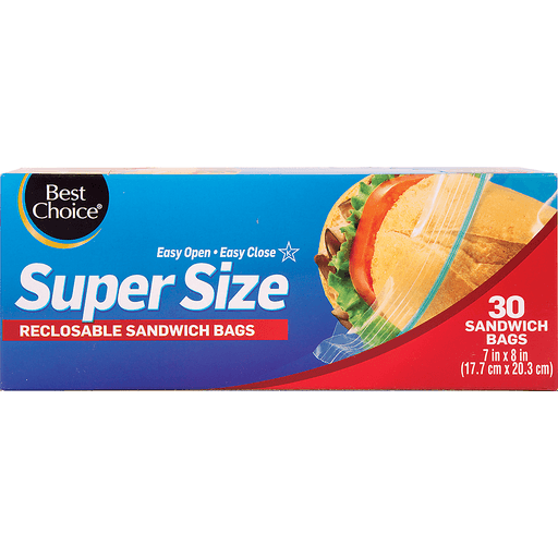 slide 1 of 1, Best Choice Extra Large Sandwich Zip Bag, 30 ct