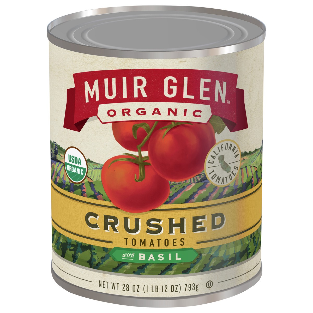 slide 1 of 9, Muir Glen Organic Crushed Tomatoes With Basil, 28 oz, 28 oz