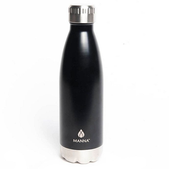 slide 1 of 1, MannaVogue Stainless Steel Double Wall Water Bottle - Onyx Black, 17 oz