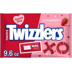 Twizzlers Twists Strawberry Flavored Snack Size Chewy Valentine Candy Bag, 9.6 oz