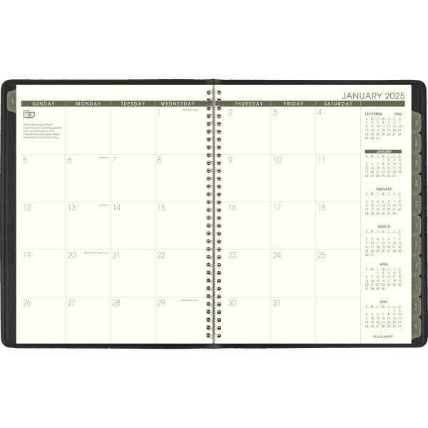 slide 3 of 4, 2025 At-A-Glance Recycled Weekly/Monthly Appointment Book Planner, 8-1/4"" X 11"", 100% Recycled, Black, January To December, 70950G05, 1 ct
