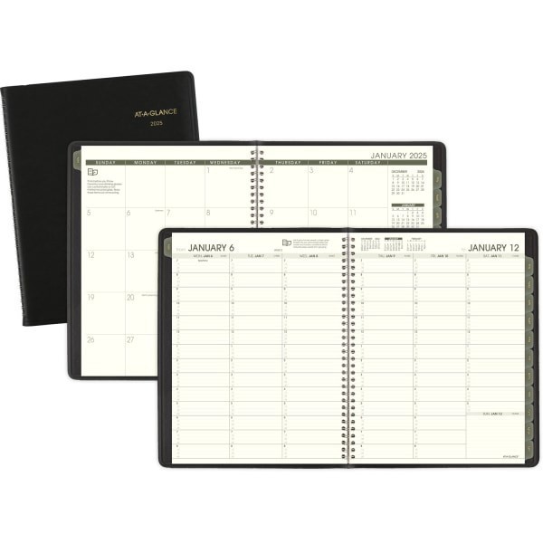 slide 2 of 4, 2025 At-A-Glance Recycled Weekly/Monthly Appointment Book Planner, 8-1/4"" X 11"", 100% Recycled, Black, January To December, 70950G05, 1 ct