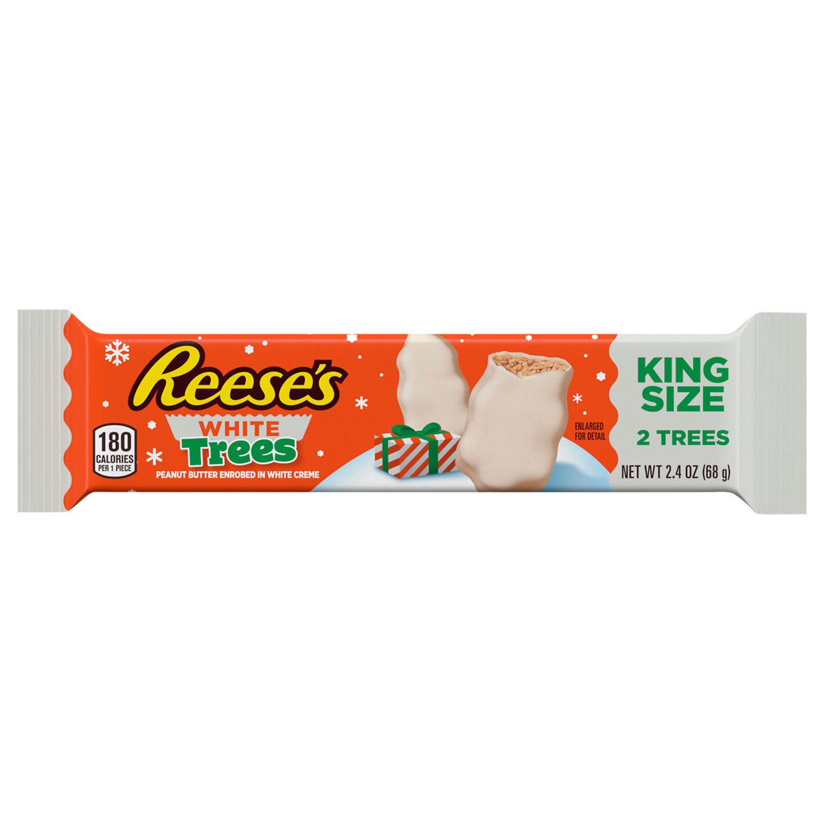 slide 1 of 8, Reese's White Creme King Size Peanut Butter Trees, Christmas Candy Pack, 2.4 oz, 2.4 oz