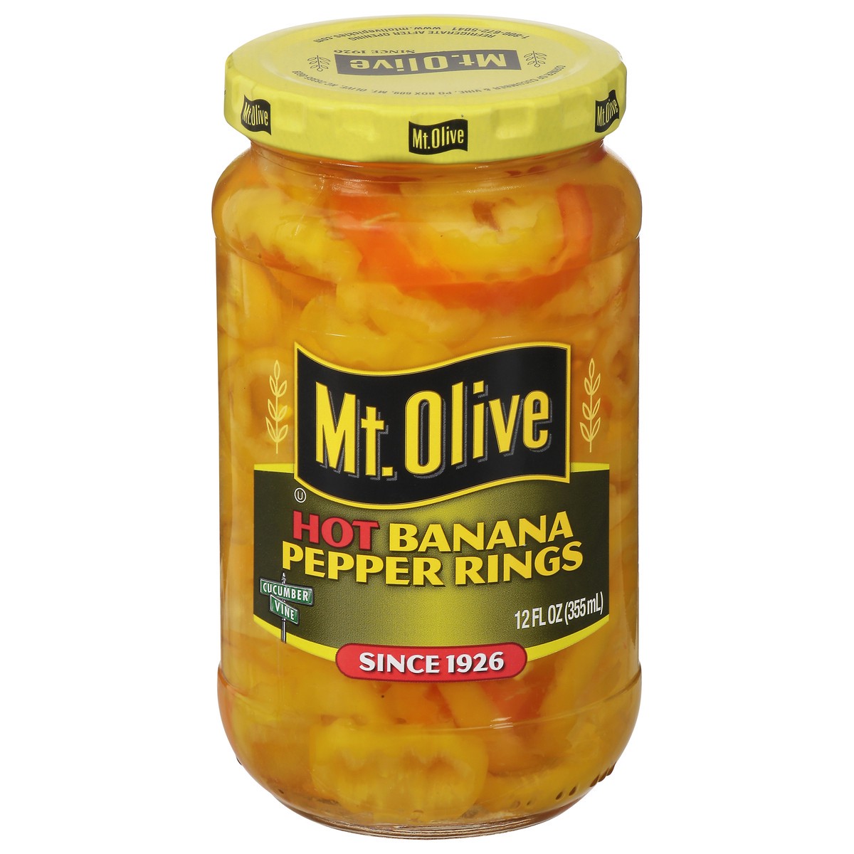 slide 1 of 6, Mt. Olive Hot Banana Pepper Rings 12 fl oz Jar, 12 oz