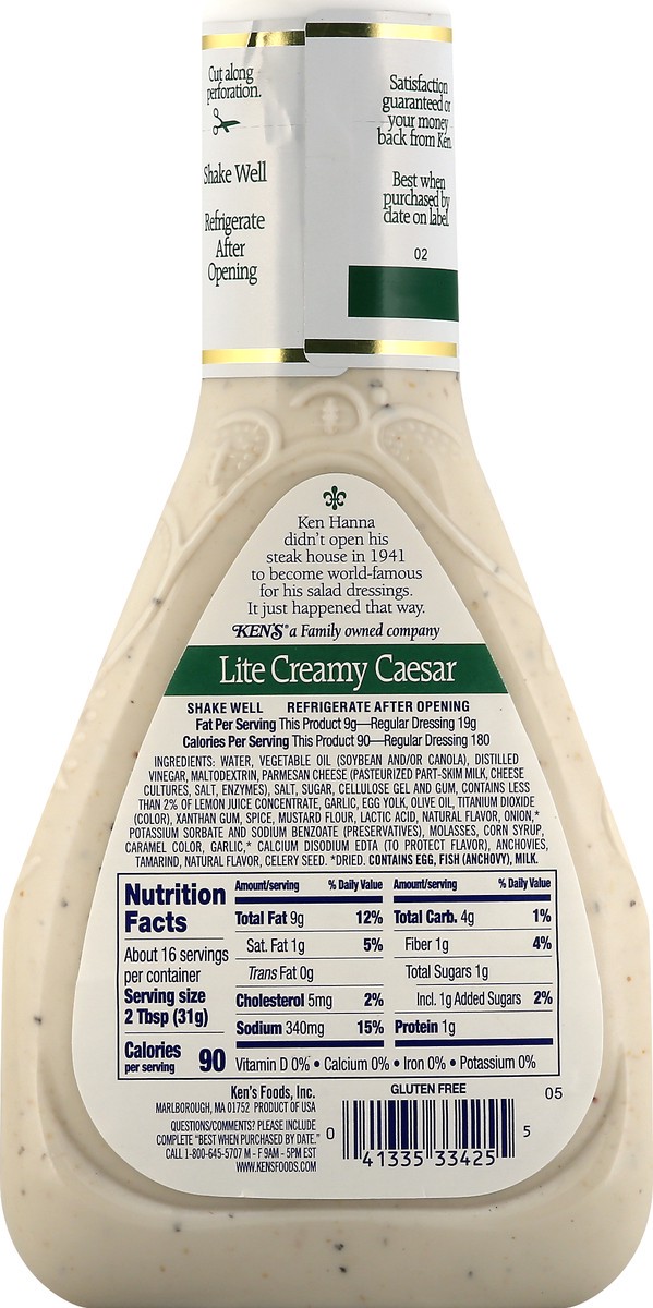 slide 6 of 12, Ken's Steak House Lite Creamy Caesar Salad Dressing 16 fl oz, 16 fl oz