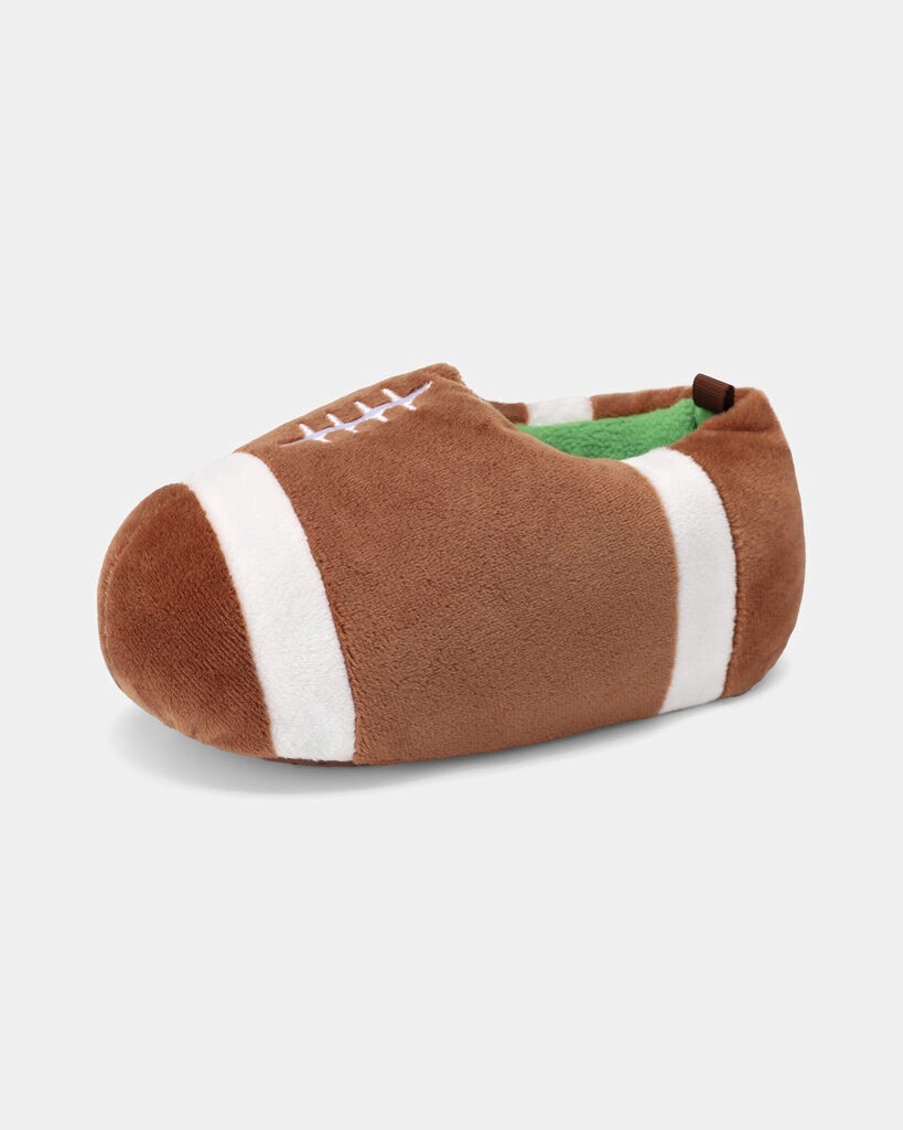 slide 2 of 6, Carter's Boys Football Slippers - Brown Brown/White XL, 1 ct
