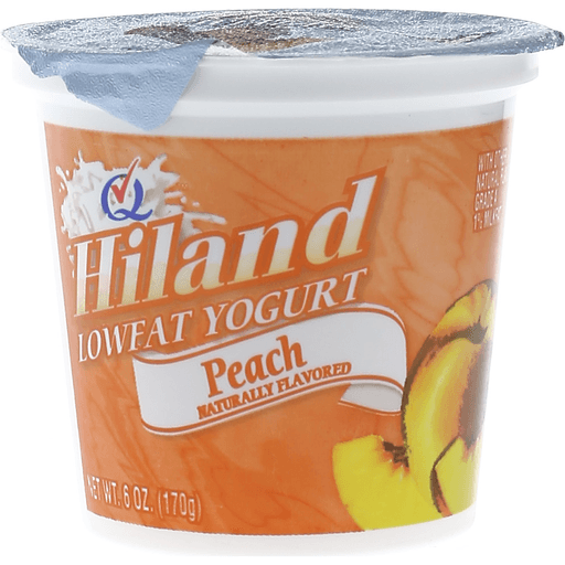 slide 1 of 1, Hiland Dairy Light Fat Free Peach Yogurt, 6 oz