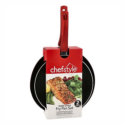 slide 1 of 1, chefstyle Red Non-Stick Fry Pan Set, 2 ct