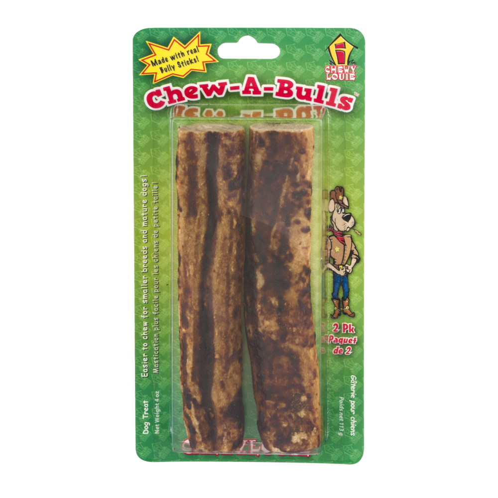 slide 1 of 1, Chewy Louie Chew-A-Bulls Dog Treats, 4 oz