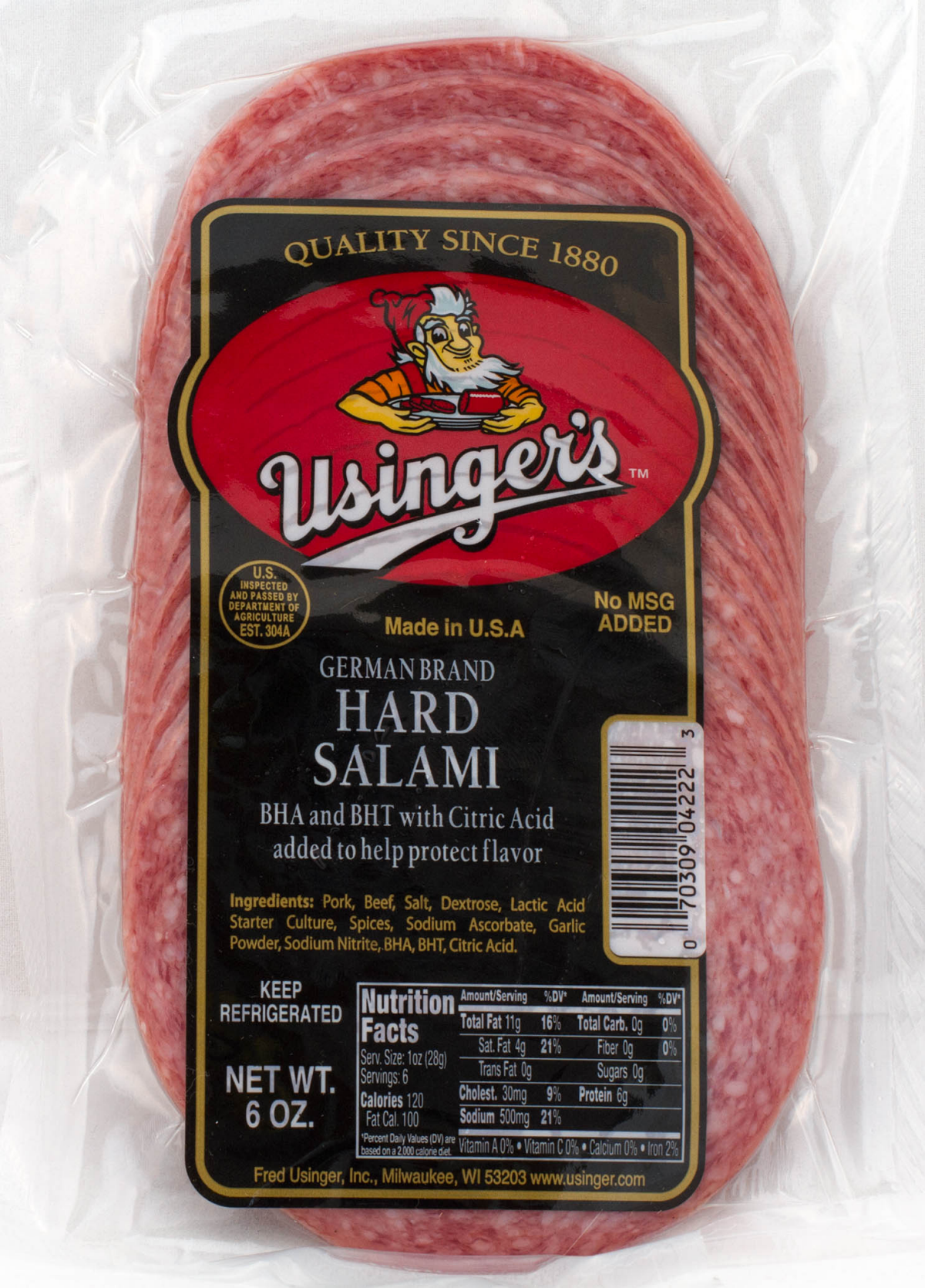 slide 1 of 1, Usingers Sliced Hard Salami, 6 oz