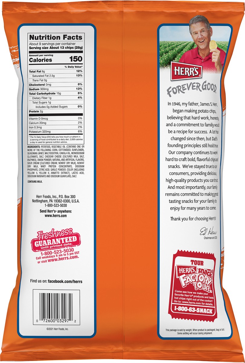 slide 7 of 7, Herr's Ridged Cheddar & Sour Cream Potato Chips 8.5 oz, 8.5 oz