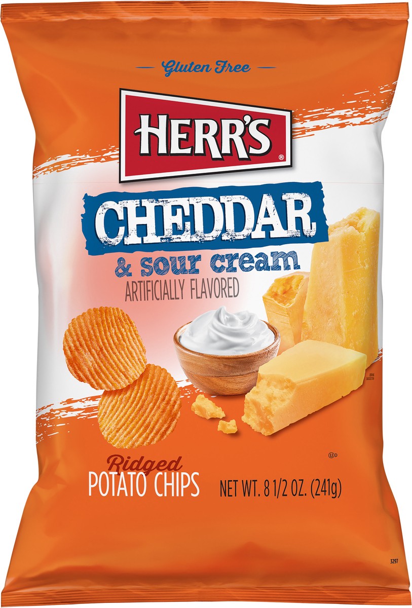 slide 5 of 7, Herr's Ridged Cheddar & Sour Cream Potato Chips 8.5 oz, 8.5 oz