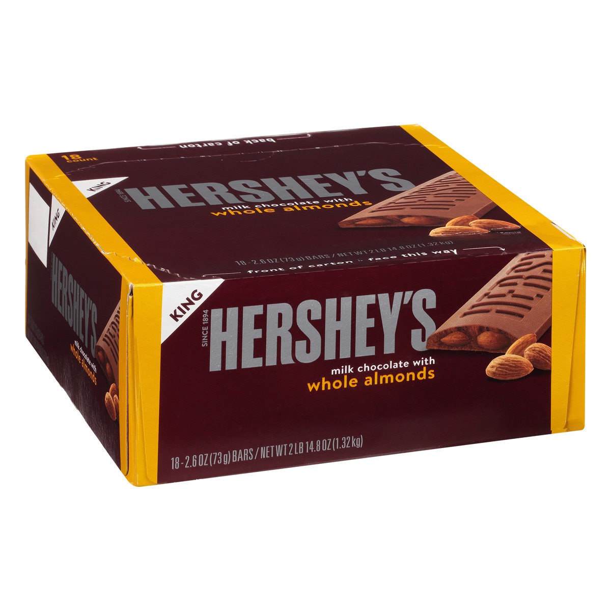 slide 5 of 10, Hershey's King Milk Chocolate with Whole Almonds 18 ea, 18 ct