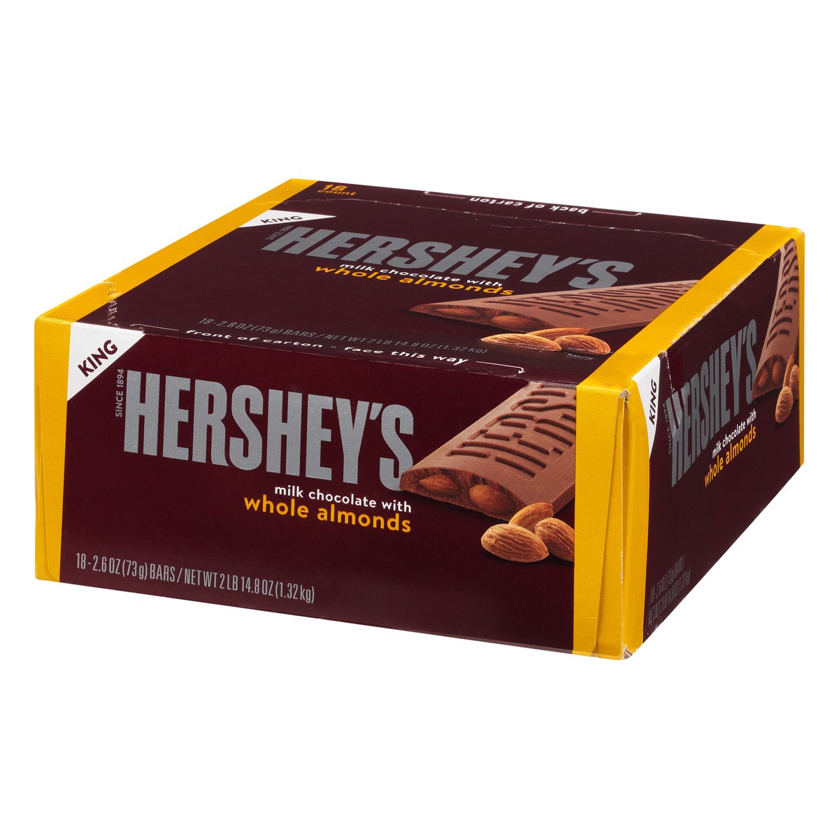 slide 4 of 10, Hershey's King Milk Chocolate with Whole Almonds 18 ea, 18 ct