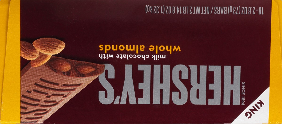 slide 6 of 10, Hershey's King Milk Chocolate with Whole Almonds 18 ea, 18 ct