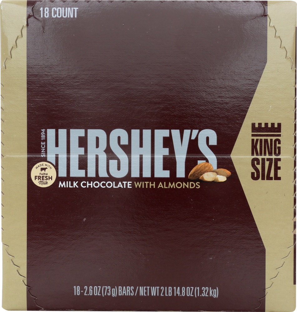 slide 1 of 1, Hershey's Milk Chocolate With Almonds King Size, 18 ct