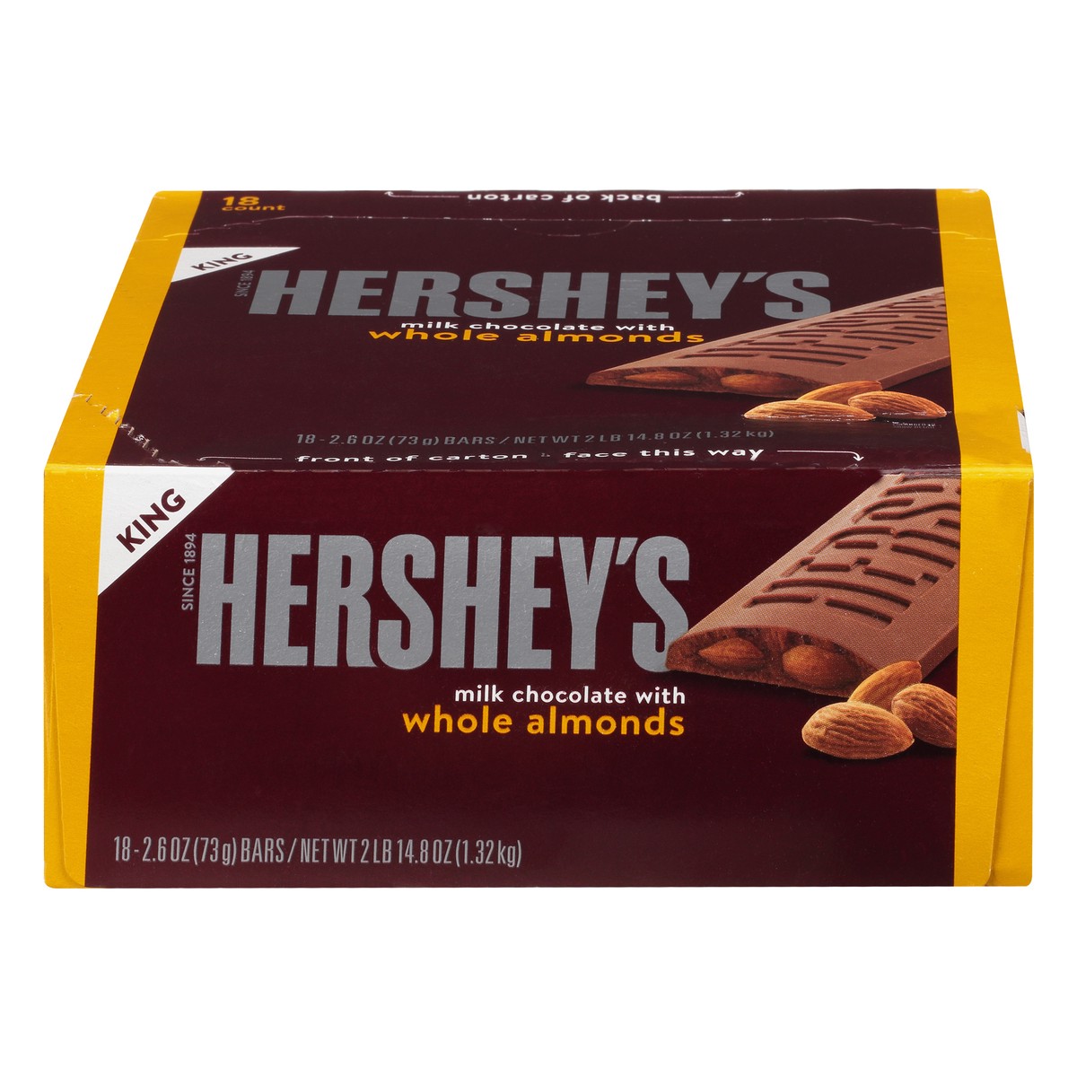 slide 1 of 10, Hershey's King Milk Chocolate with Whole Almonds 18 ea, 18 ct