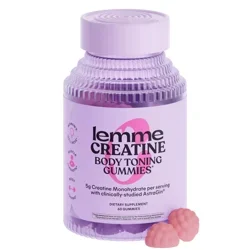 Lemme Creatine Monohydrate Gummies for Women - Vegan & Gluten-Free - Sour Strawberry Flavored - 60 ct