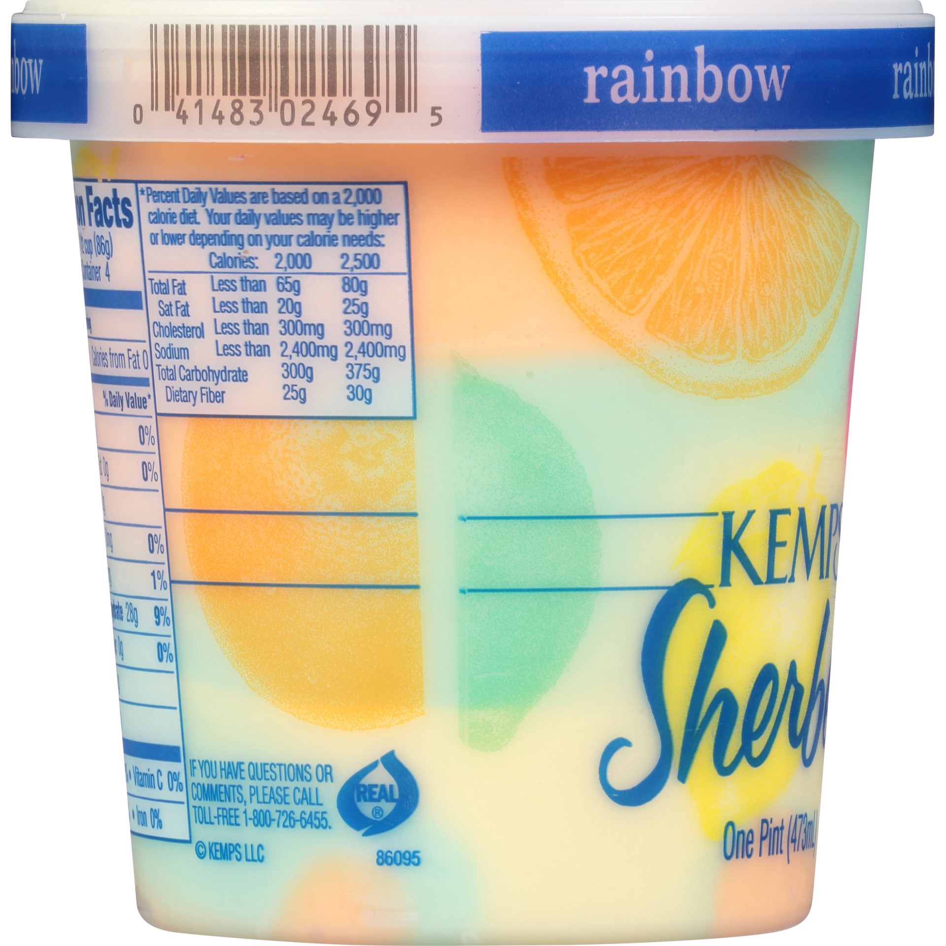 slide 2 of 6, Kemps Rainbow Sherbet, 1 pint