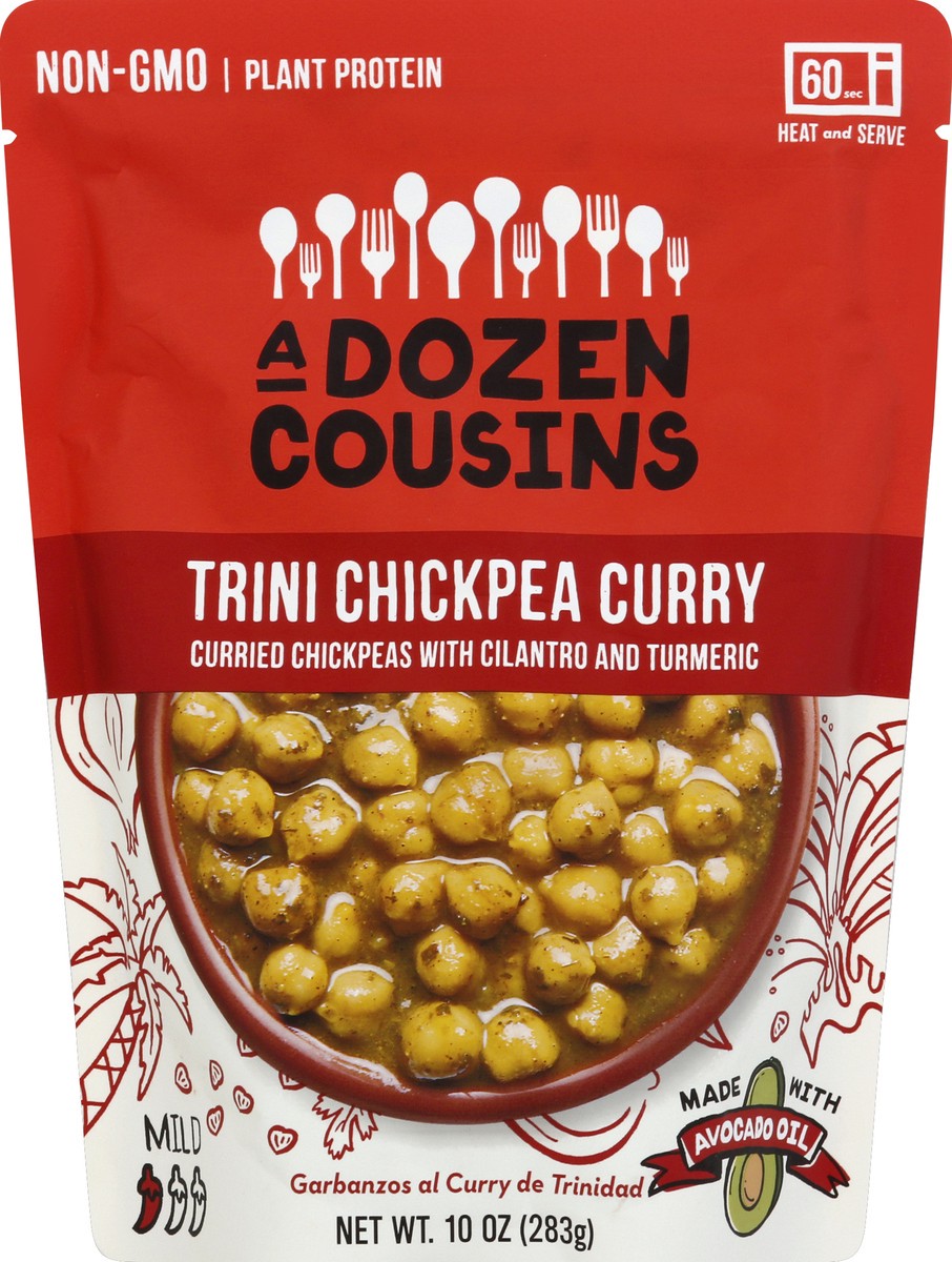 slide 2 of 7, A Dozen Cousins Ready to Eat Beans, Trini Chickpea Curry, 10 oz