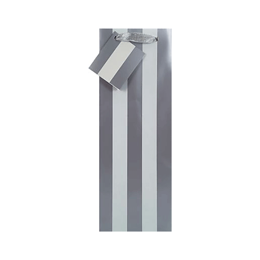 slide 1 of 1, The Gift Wrap Company Bottle Bag Matte Silver Stripe, 1 ct