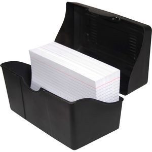 slide 2 of 3, Innovative Storage Designs Plastic Card File, 300-Card Capacity, Black, 4 in x 6 in