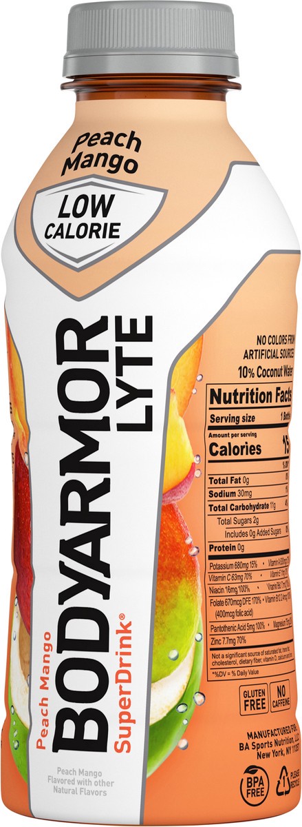 slide 3 of 11, BODYARMOR Lyte Peach Mango Electrolyte Sports Drink, 16 fl oz Bottle, 16 fl oz
