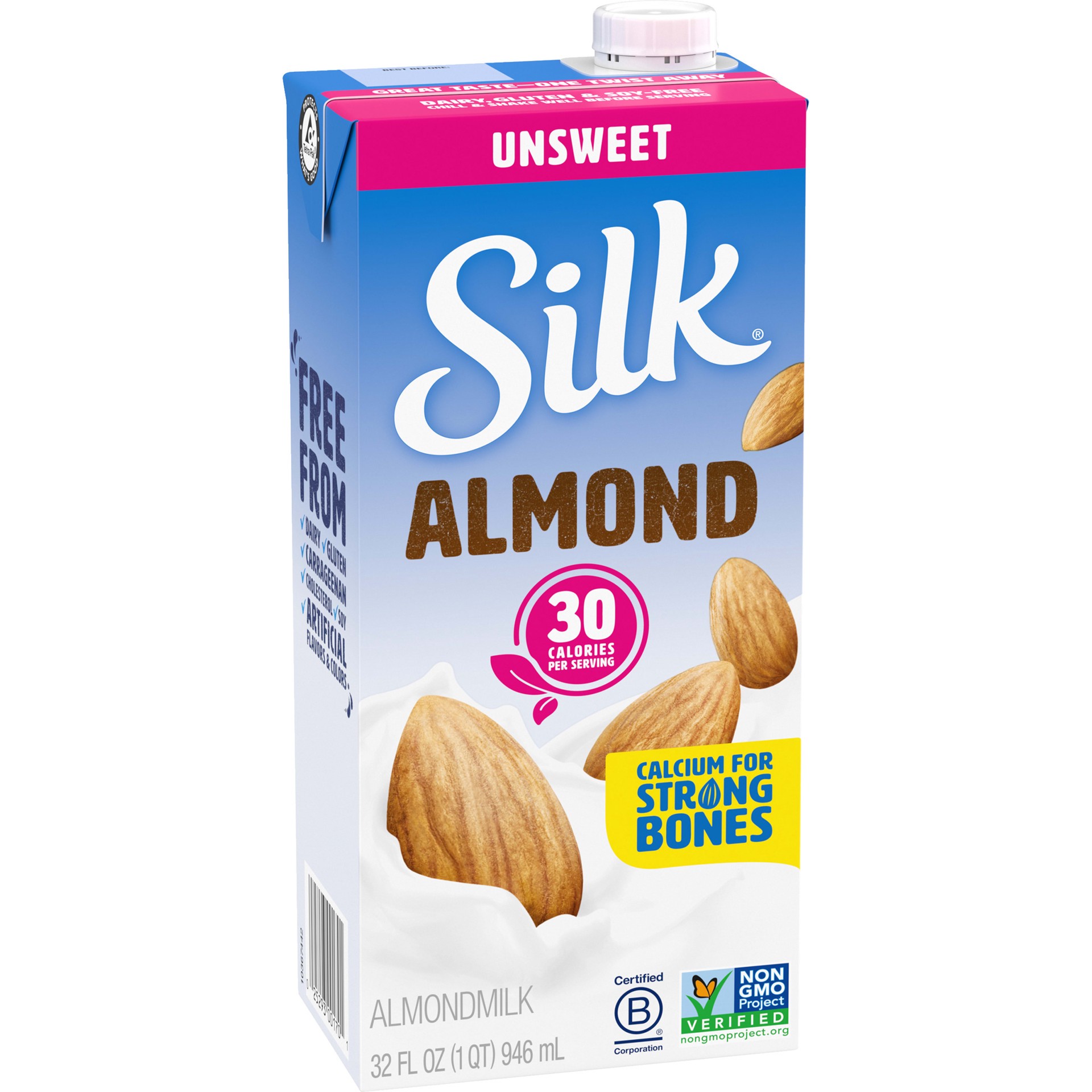 slide 5 of 5, Silk Unsweetened Original Almond Milk, 32 fl oz