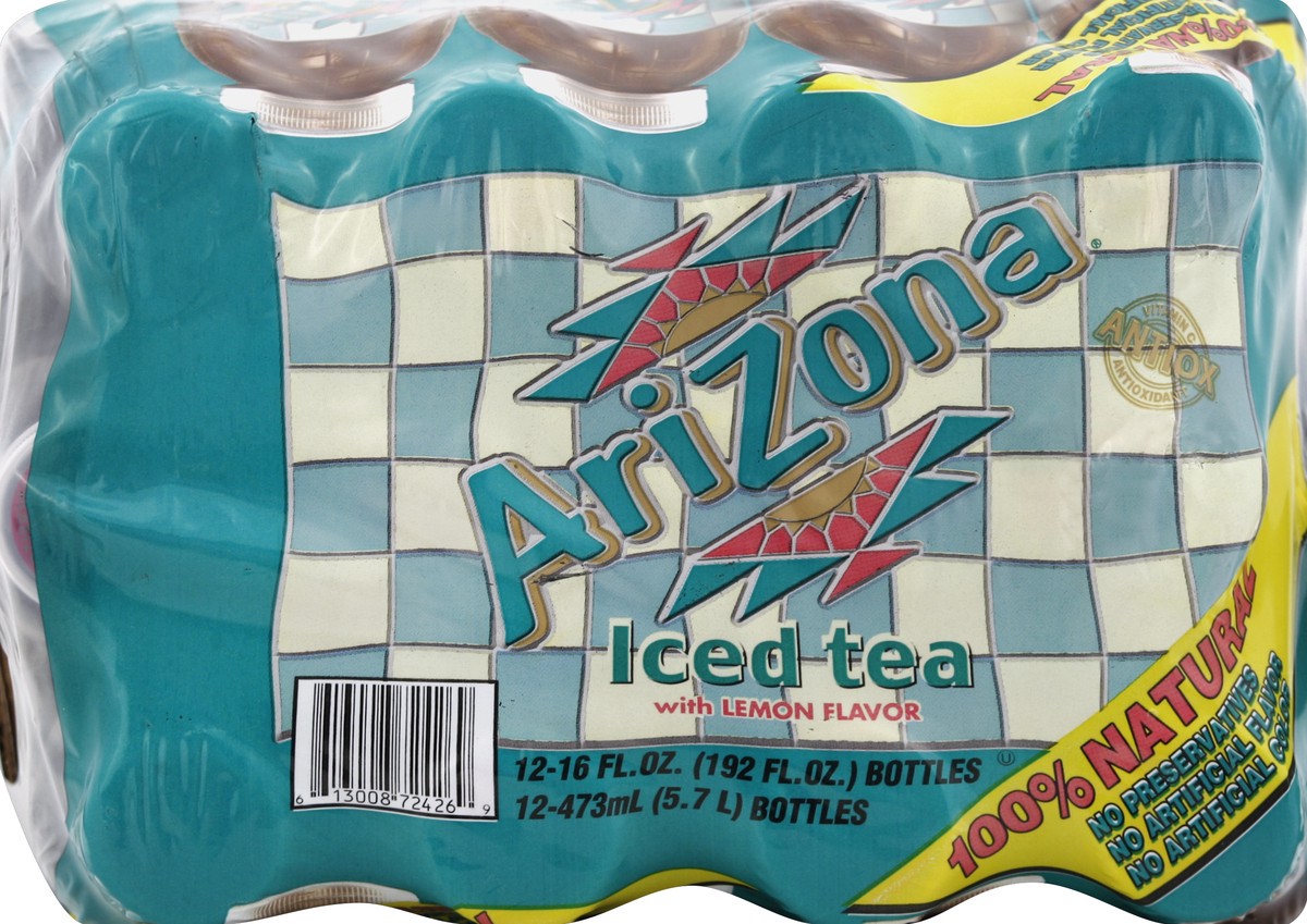 slide 2 of 4, AriZona Iced Tea, With Lemon Flavor Bottle - 192 oz, 12 ct; 16 oz