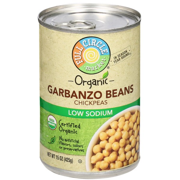 slide 1 of 6, Full Circle Market Organic Low Sodium Chickpeas Garbanzo Beans 15 oz, 15.5 oz