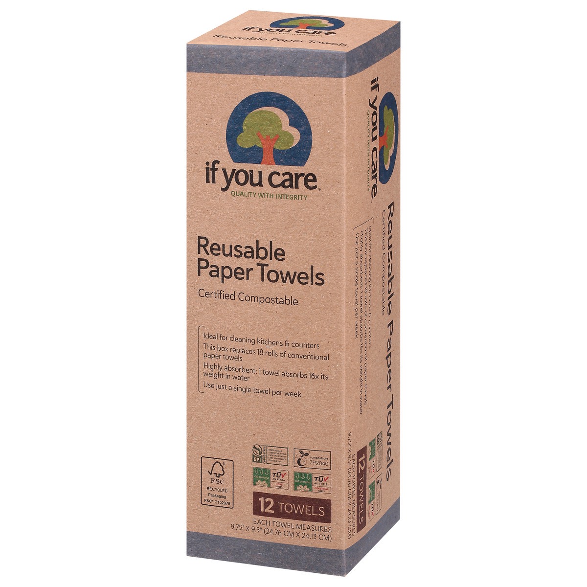 slide 12 of 12, If You Care Source Atlantique, Inc If You Care Paper Towels, Reusable, 12 ct