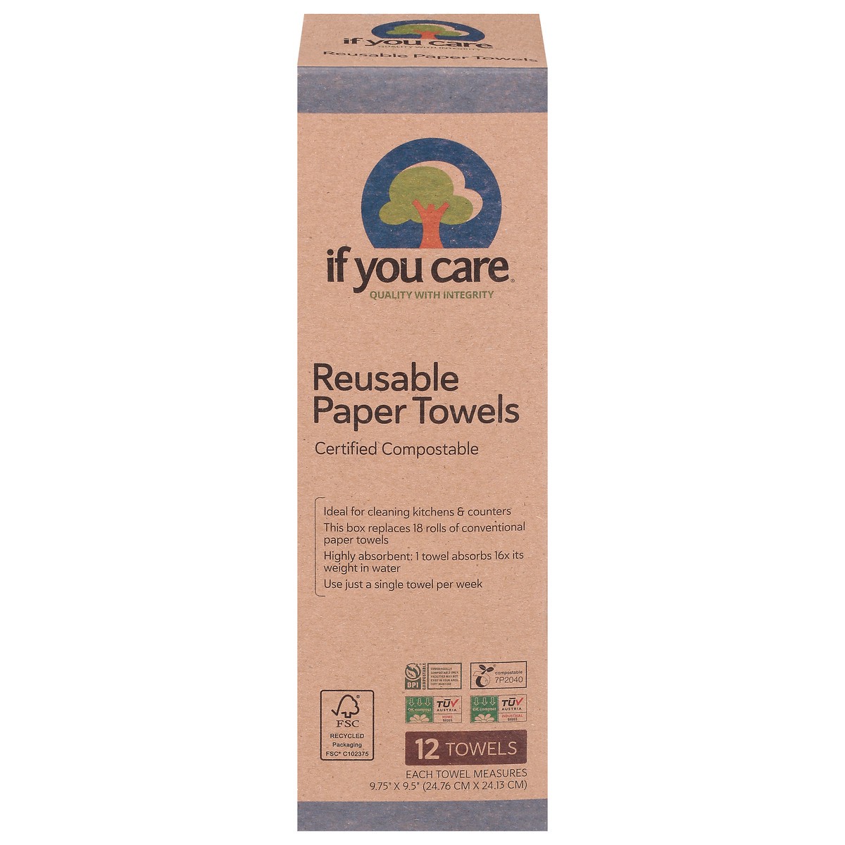 slide 1 of 12, If You Care Source Atlantique, Inc If You Care Paper Towels, Reusable, 12 ct