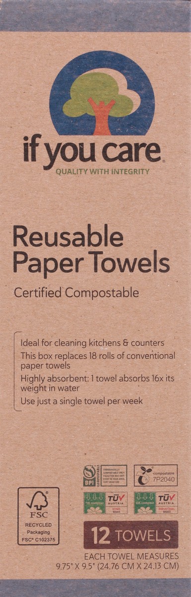 slide 1 of 12, If You Care Reusable Paper Towels 12 ea, 12 ct