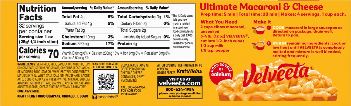 slide 5 of 9, Velveeta Original Pasteurized Recipe Cheese Product, Classic Size, 32 oz Block, 32 oz