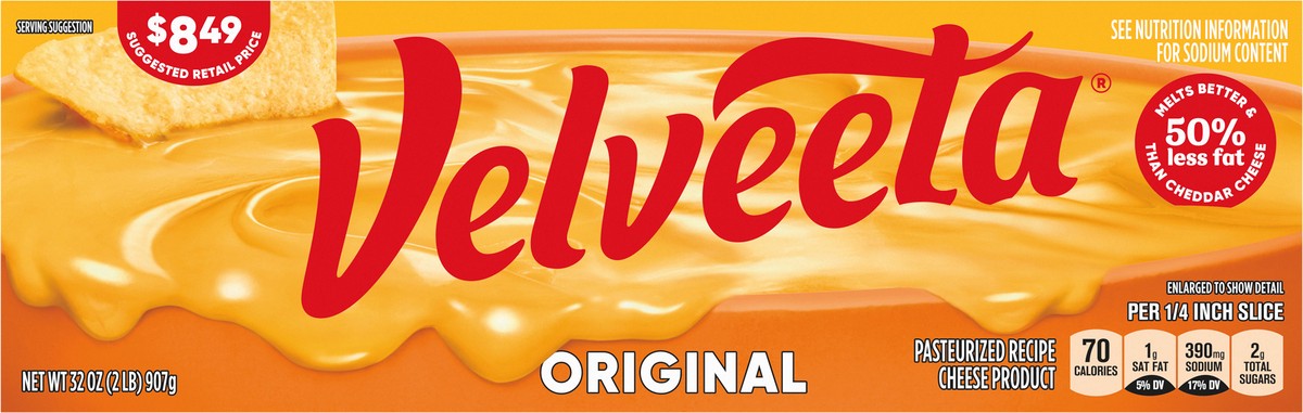 slide 8 of 9, Velveeta Original Pasteurized Recipe Cheese Product, Classic Size, 32 oz Block, 32 oz