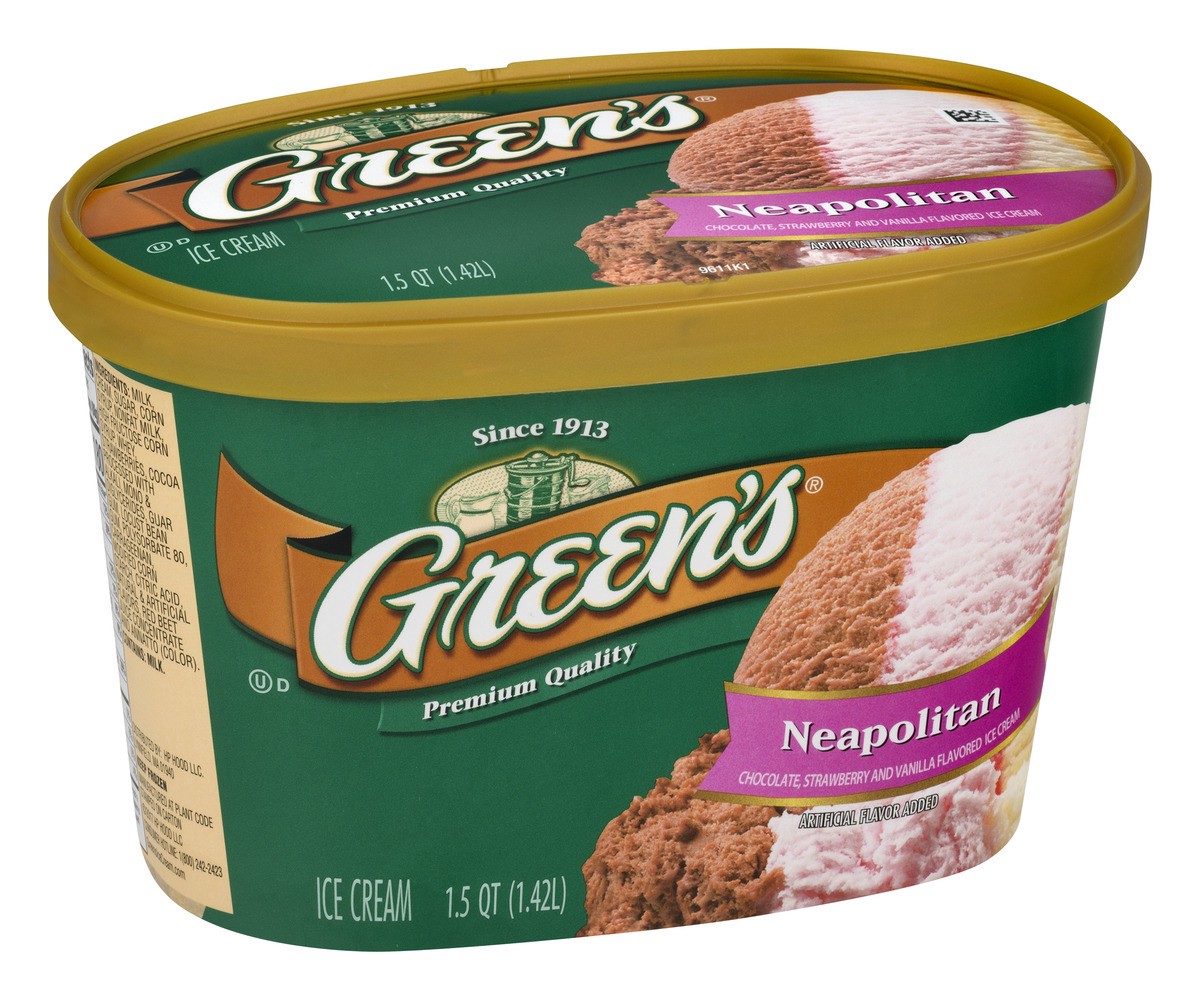 slide 8 of 9, Green's Neapolitan Premium Ice Cream, 1.5 Quarts, 1.5 qt