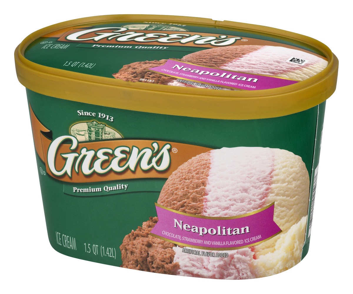 slide 2 of 9, Green's Neapolitan Premium Ice Cream, 1.5 Quarts, 1.5 qt