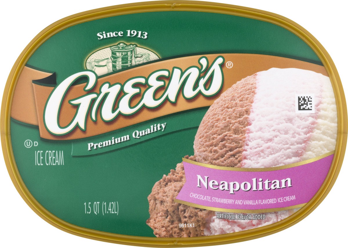 slide 3 of 9, Green's Neapolitan Premium Ice Cream, 1.5 Quarts, 1.5 qt