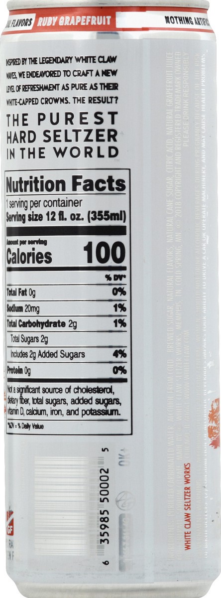 slide 4 of 6, White Claw Ruby Grapefruit Hard Seltzer-White Claw, Can, 12 oz