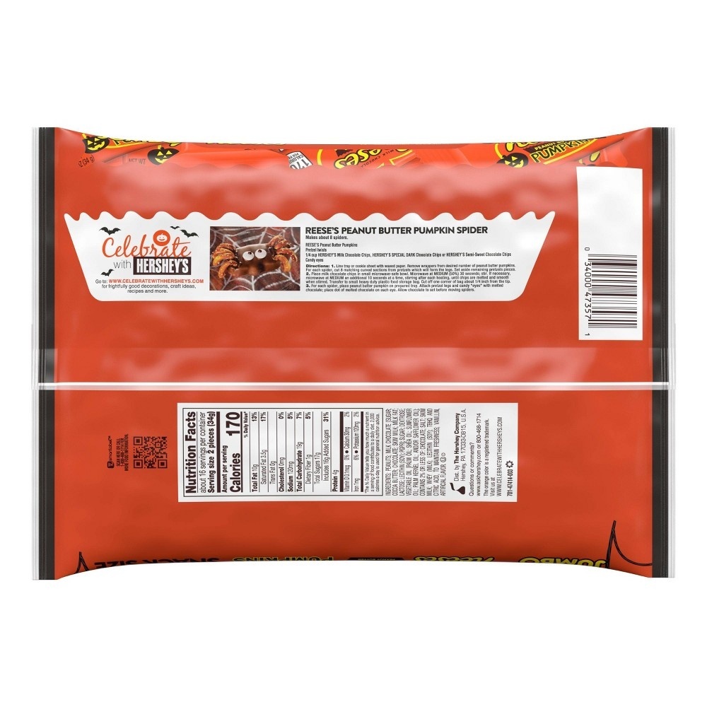 slide 3 of 7, Reese's Snack Size Peanut Butter Pumpkins Jumbo Bag, 19.2 oz