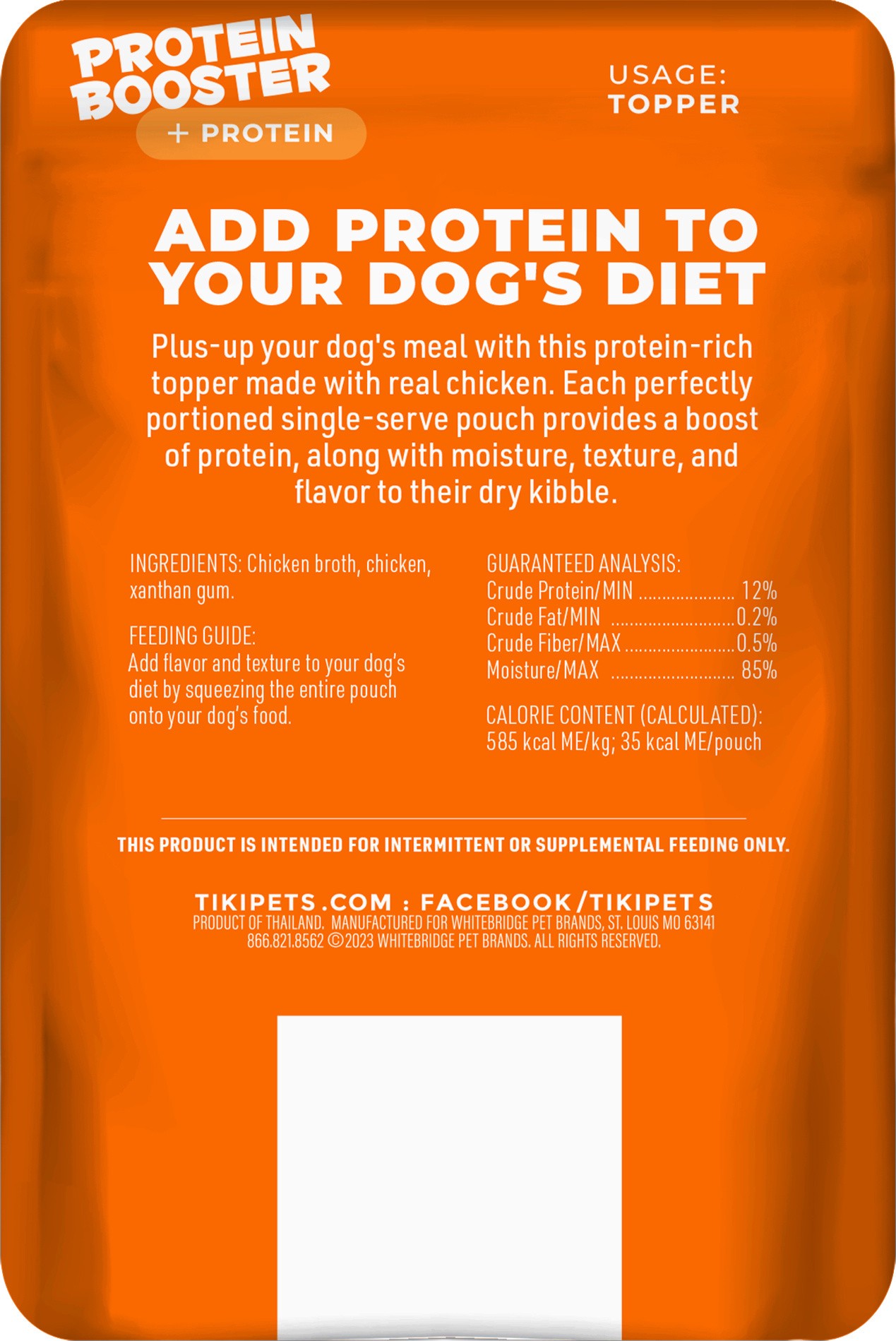 slide 4 of 7, Tiki Dog Born Carnivore Protein Booster Topper Chicken Recipe in Broth Dog Food Topper, 2.1 oz., 1 ct