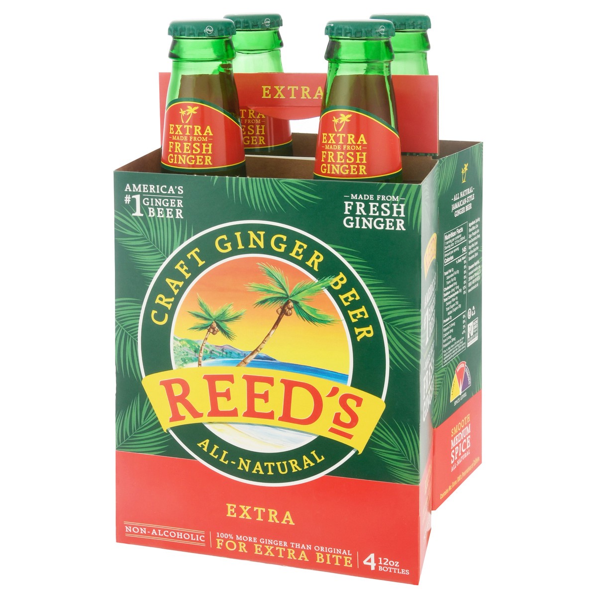 slide 2 of 14, Reed's Extra Ginger Beer 4 Bottles 12 oz Bottle 4 ea, 4 ct