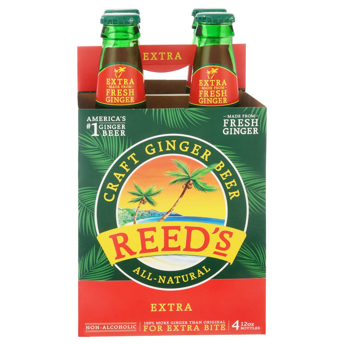 slide 1 of 14, Reed's Extra Ginger Beer 4 Bottles 12 oz Bottle 4 ea, 4 ct