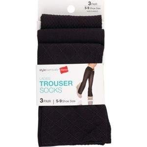 slide 1 of 1, L'eggs Trouser Socks, Shoe Sizes 5-9, Black Asst 2, 3 ct