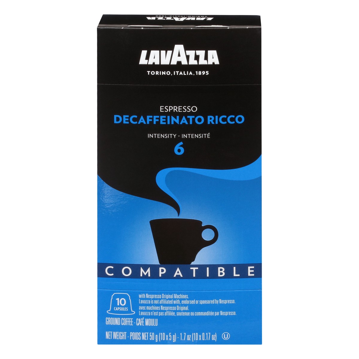 slide 1 of 11, Lavazza Capsules Intensity 6 Ground Espresso Decaffeinato Ricco Coffee 10 ea, 10 ct