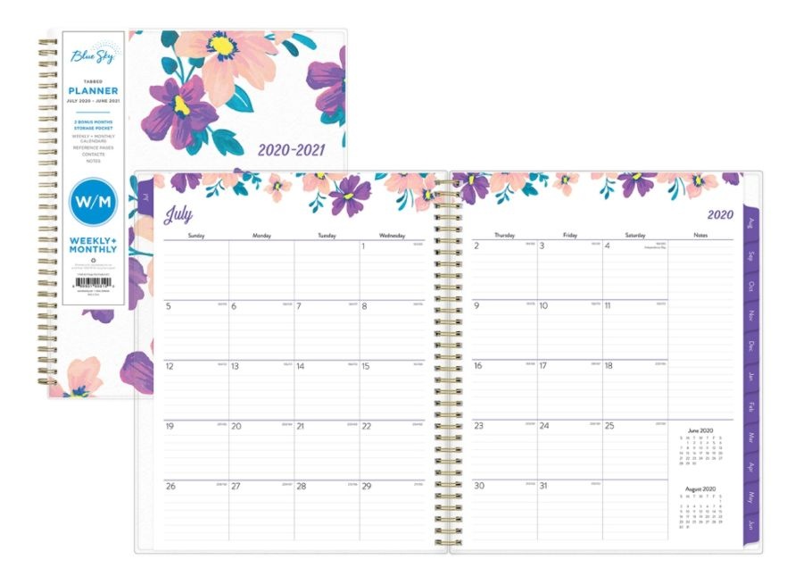slide 2 of 3, Blue Sky Polypropylene Academic Weekly/Monthly Planner, 8-1/2'' X 11'', Multicolor, July 2020 To June 2021, 117899-A, 1 ct