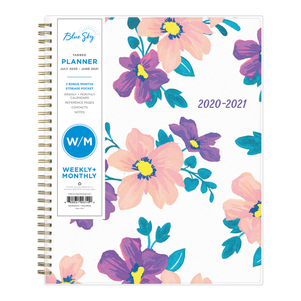 slide 1 of 3, Blue Sky Polypropylene Academic Weekly/Monthly Planner, 8-1/2'' X 11'', Multicolor, July 2020 To June 2021, 117899-A, 1 ct