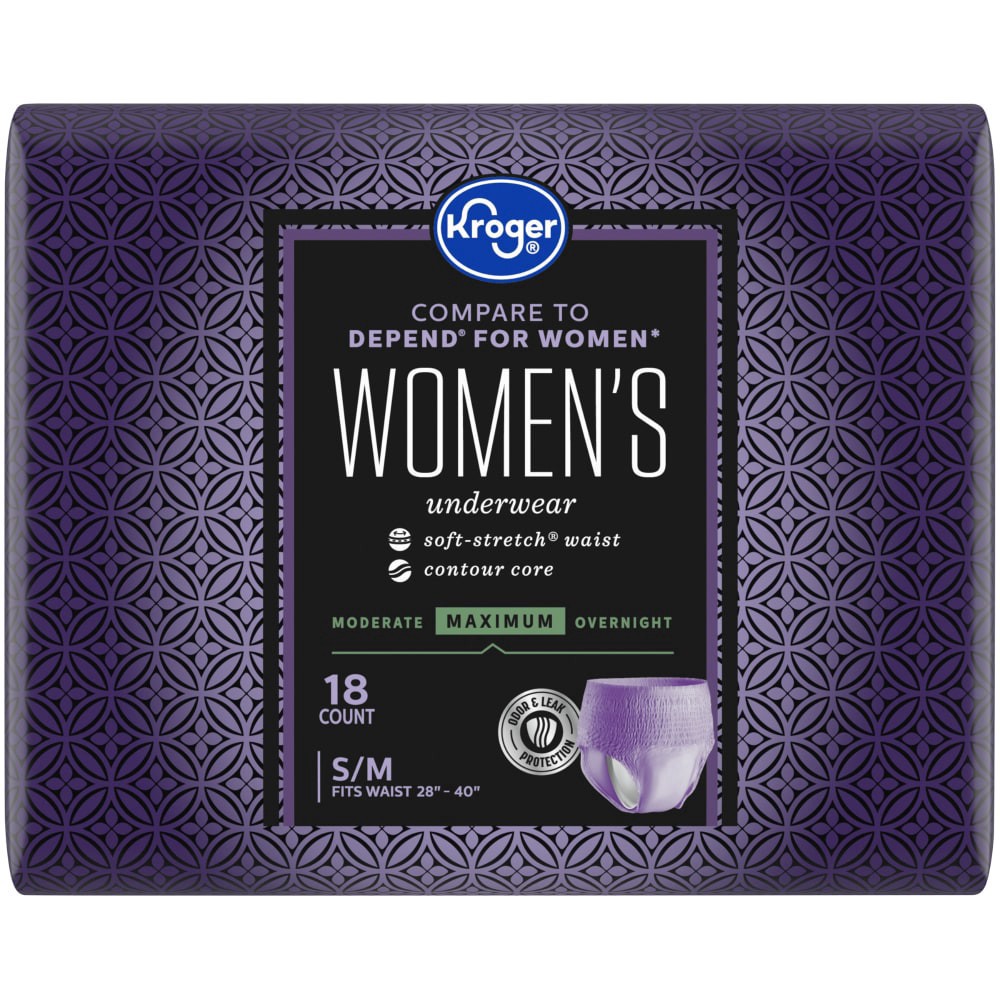 slide 5 of 5, Kroger Women's S/M Maximum Absorbency Underwear, 18 ct